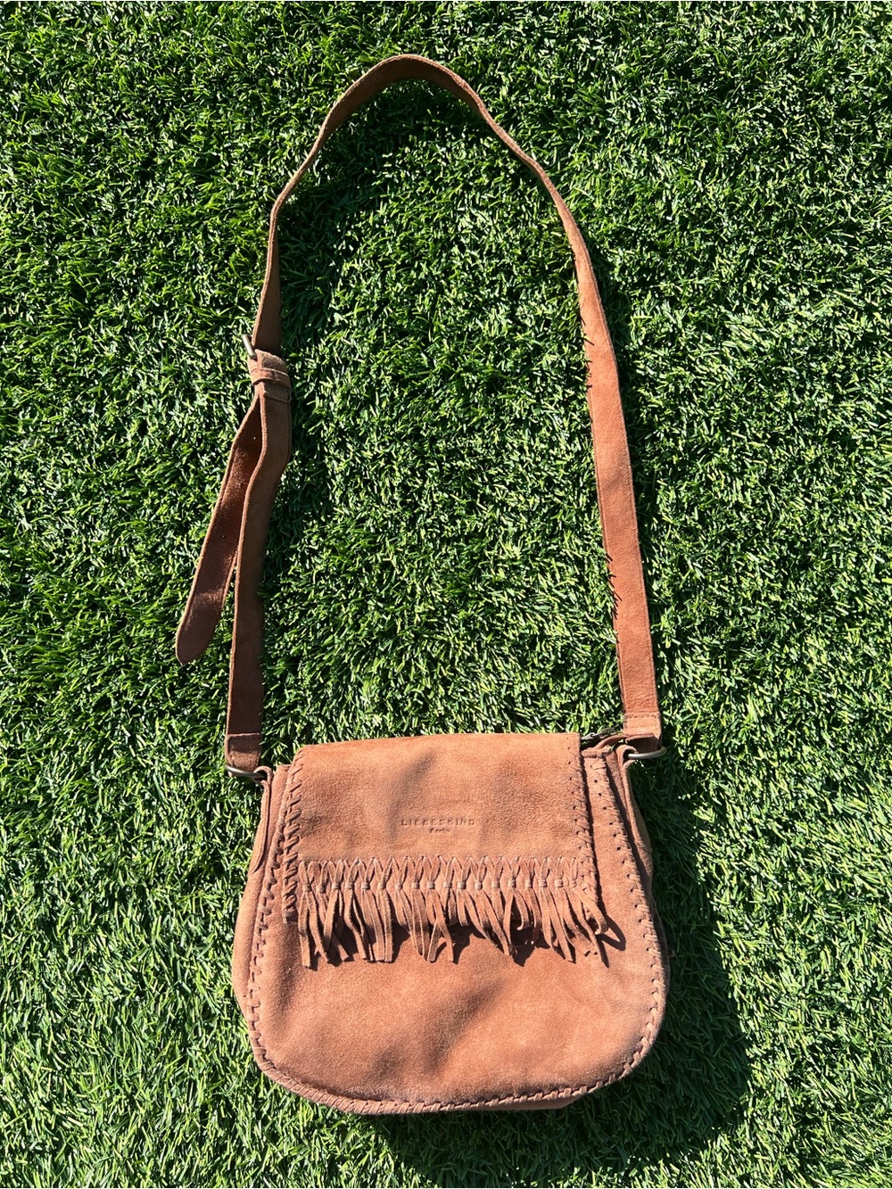 Libeskin (Berlin) Fringed Suede Crossbody Bag in Brown